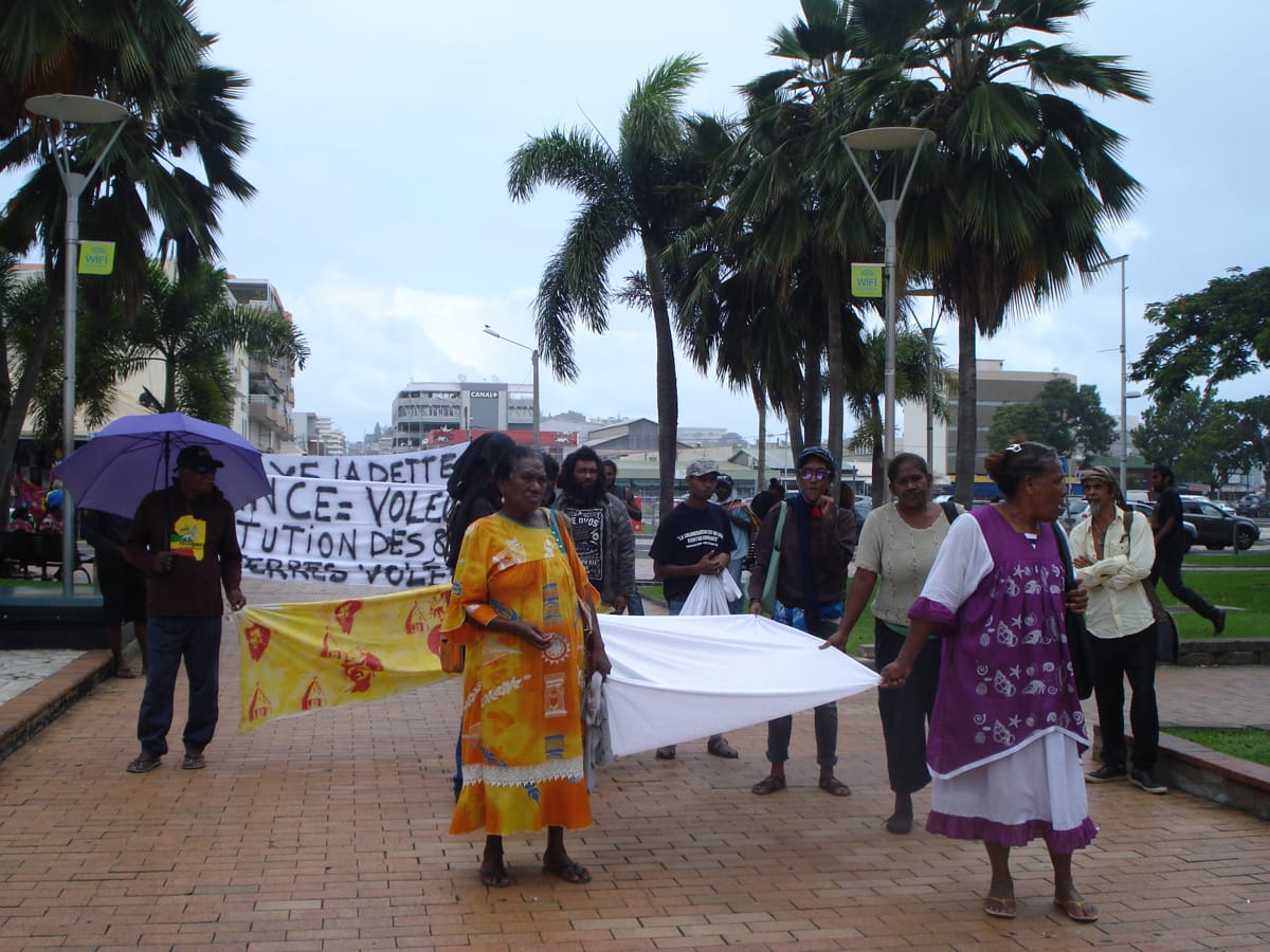 A group of Kanak women bringing a message to central Noumea (Catherine Wilson)